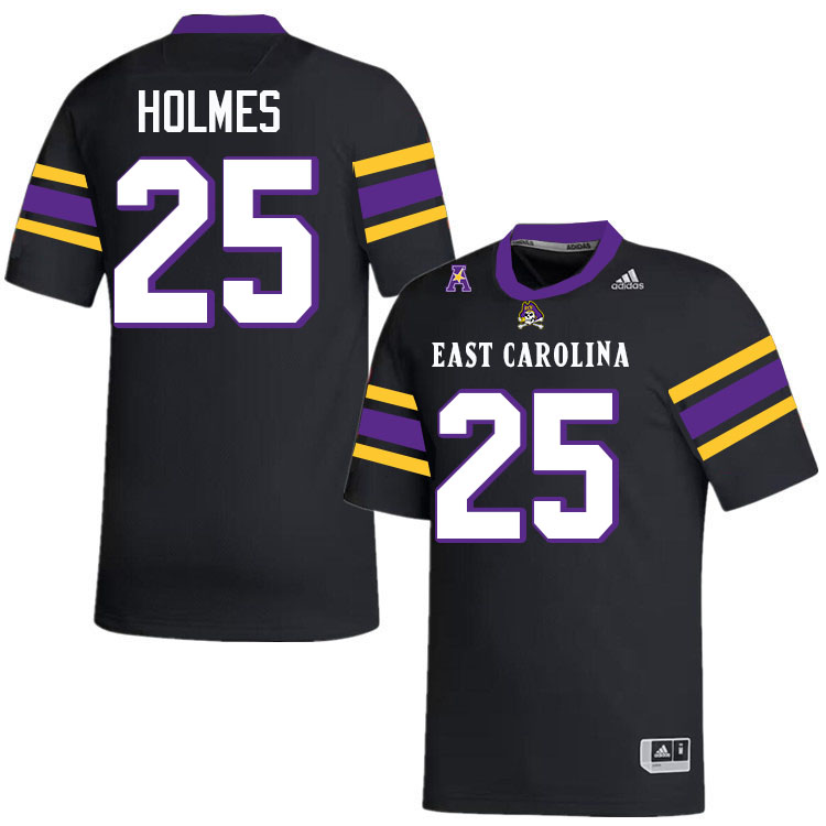 #25 Noah Holmes East Carolina Pirates College Football Jersey Stitched-Black